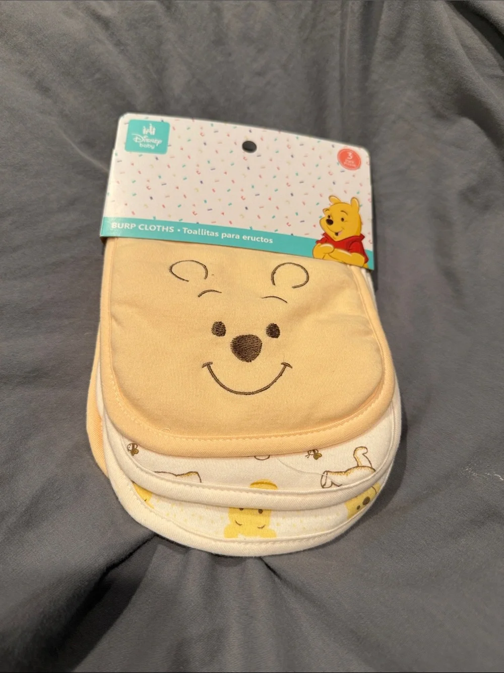 Disney Winnie the Pooh Yellow and Cream Baby Burp Cloths - 3 Pack